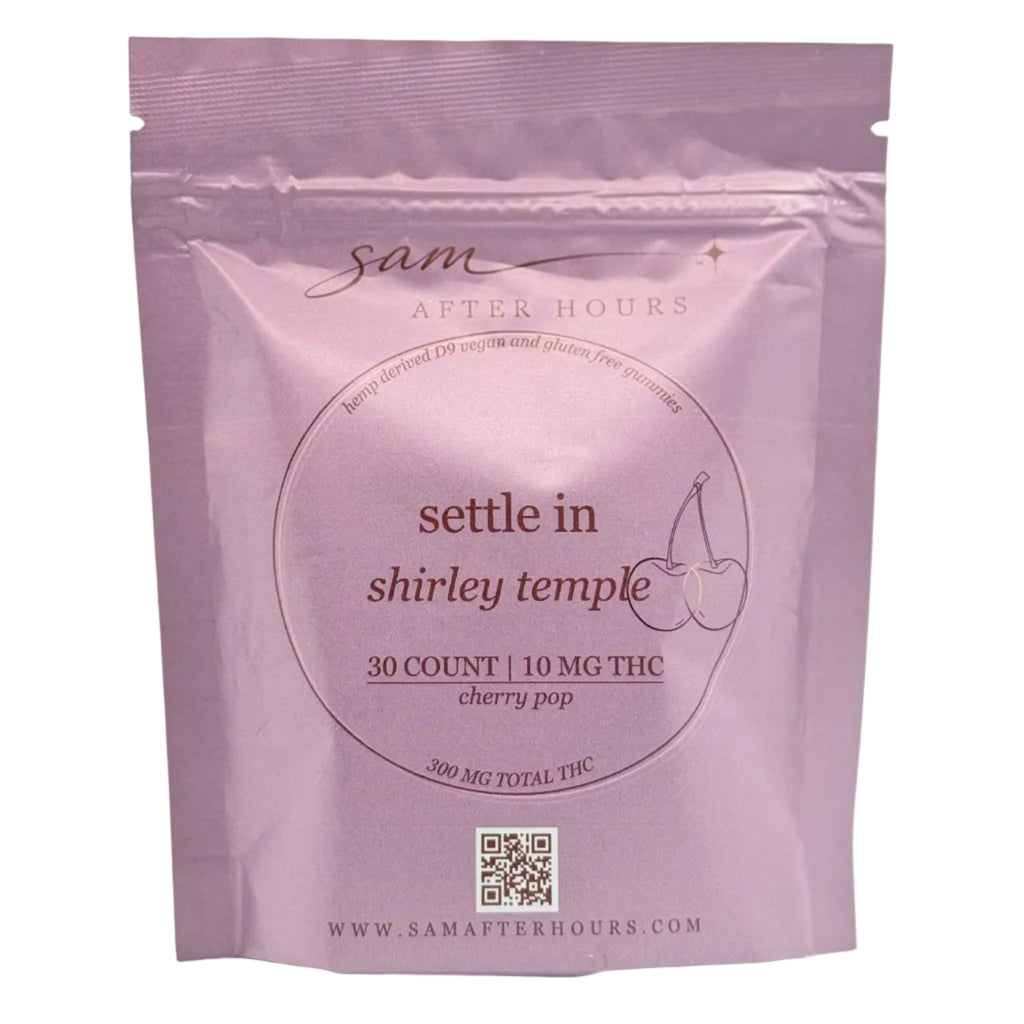 settle in cherry pop hemp-derived THC gummies with fresh cherries